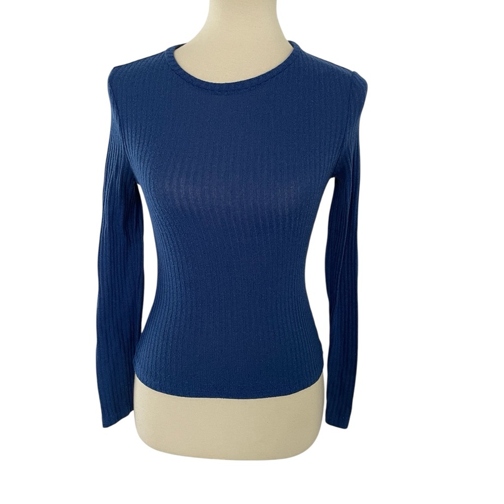 SHEIN Blue Ribbed Long Sleeve Top Size XS - Picture 2 of 9